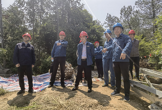 国网江西省电力公司副总司理杨晓斌一行莅临500kV咸梦Ⅱ回三跨迁改工程现场检查指导
