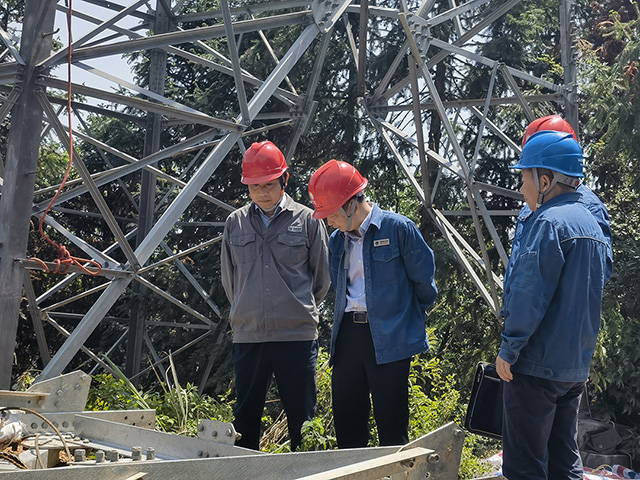 国网江西省电力公司副总司理杨晓斌一行莅临500kV咸梦Ⅱ回三跨迁改工程现场检查指导